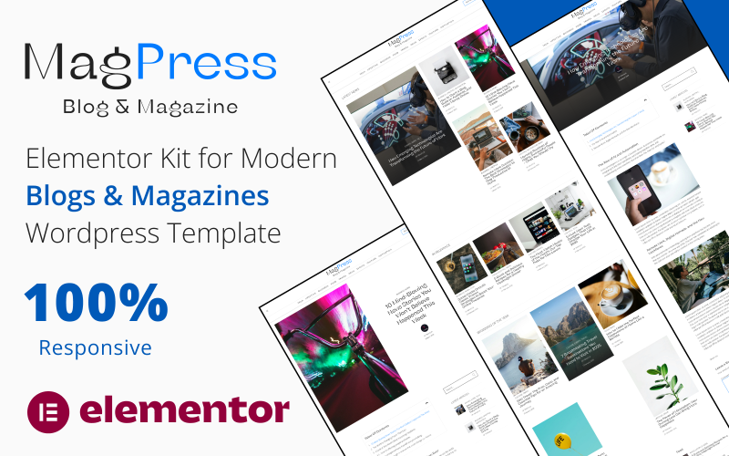 MagPress – набір Elementor для сучасних блогів і журналів Шаблон веб-сайту Wordpress