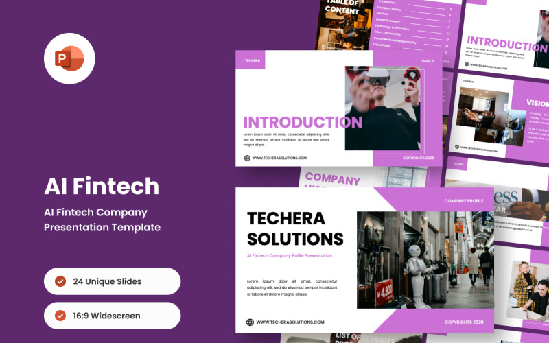PowerPoint de negócios de IA e Fintech