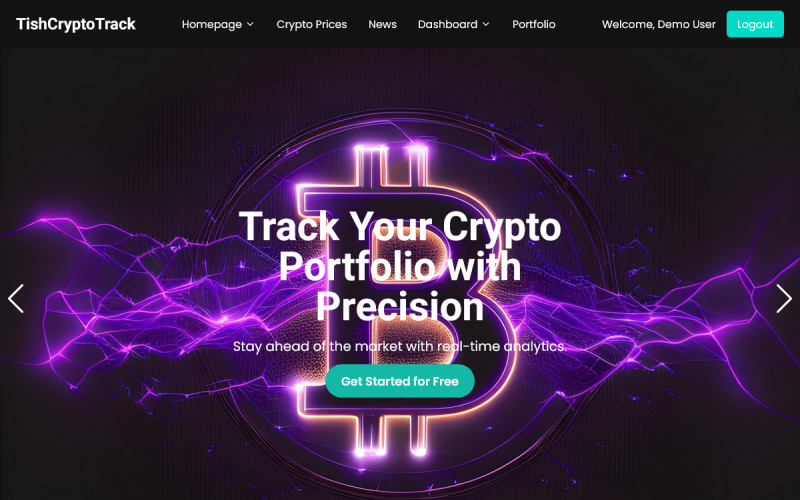 TishCryptoTrack: plantilla de seguimiento de cartera de criptomonedas Next.js y Tailwind