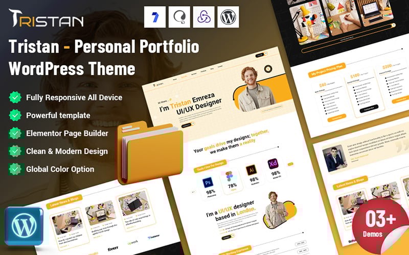 Tristan – Személyes portfólió WordPress téma