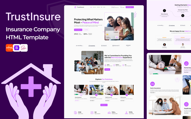 Trust Insure - Responsiv webbplatsmall för försäkringsbyrå i HTML