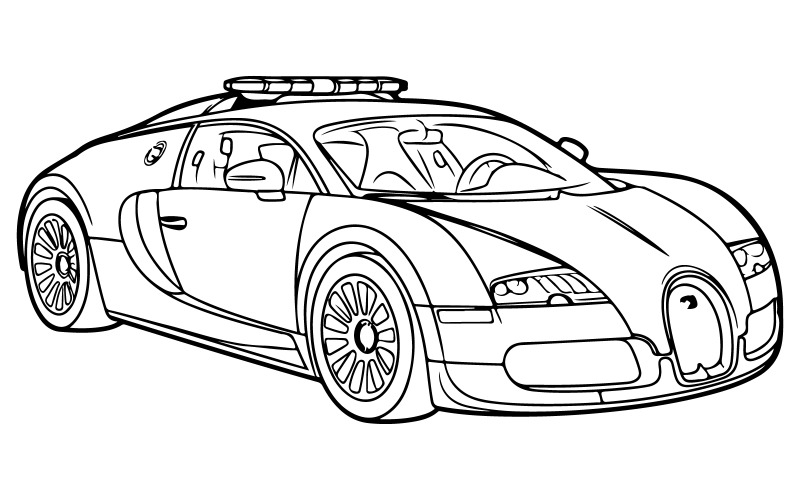 Uma página para colorir de um carro de polícia
