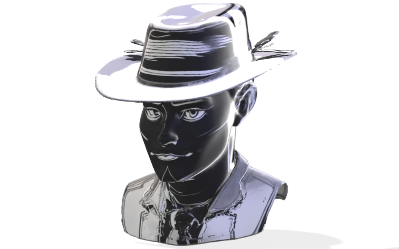 Busto de detective de cine negro, modelo 3D