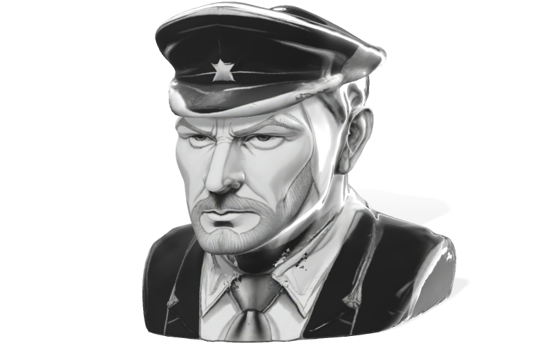 Busto de personaje de comandante militar, modelo 3D