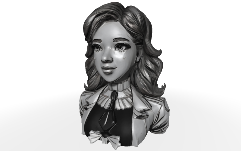Busto de personaje femenino de inspiración victoriana (modelo 3D gratuito)