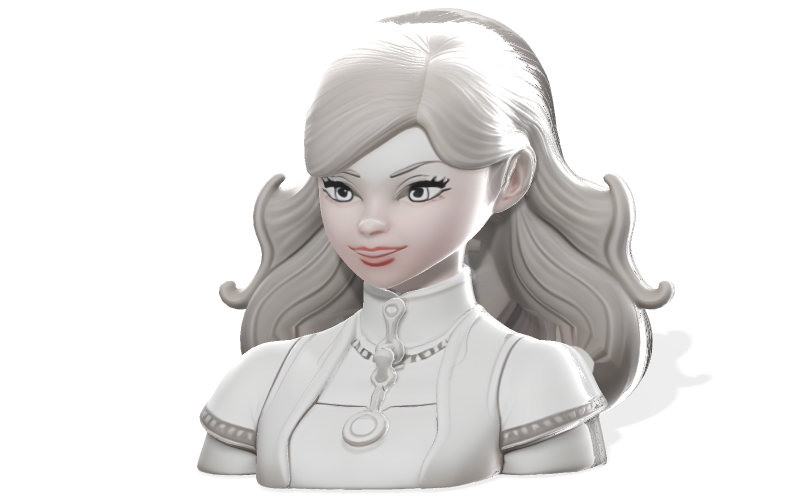 Elegante modelo 3D de busto de heroína de fantasía