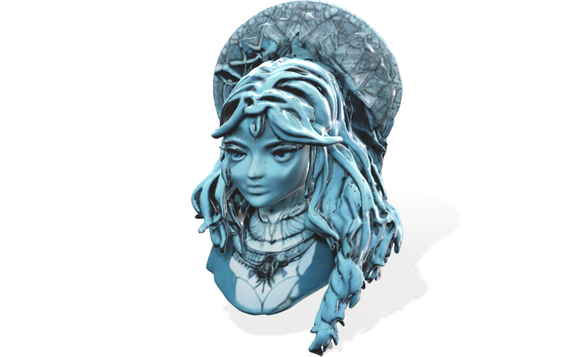 Modèle 3D du buste de la jeune fille de l'eau éthérée