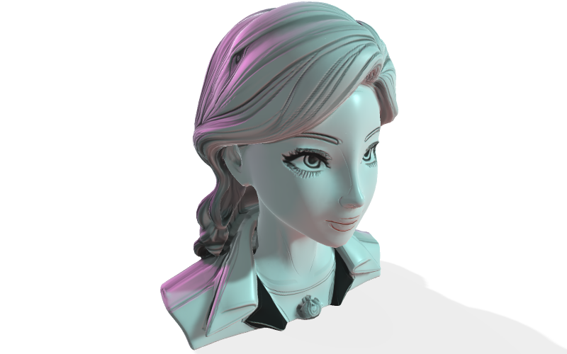 Modello 3D del busto di una musa graziosa