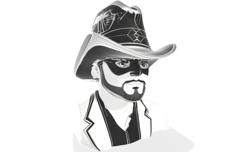 Modello 3D di busto da cowboy steampunk