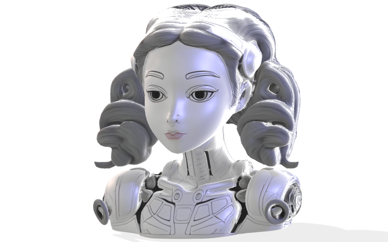 Modelo 3D de busto de androide femenino