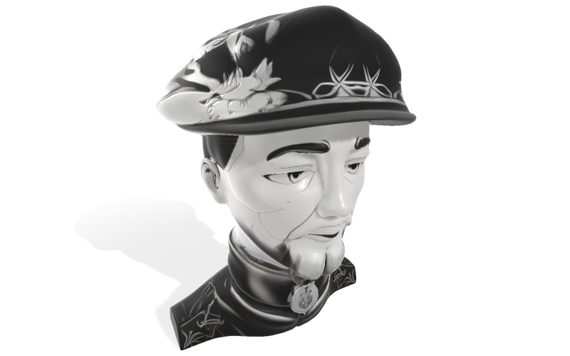 Modelo 3D de busto de cavalheiro ornamentado