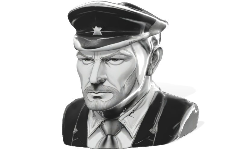 Modelo 3D de busto de personagem de comandante militar