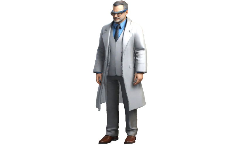 Modelo de impressão 3D de personagem de jaleco profissional