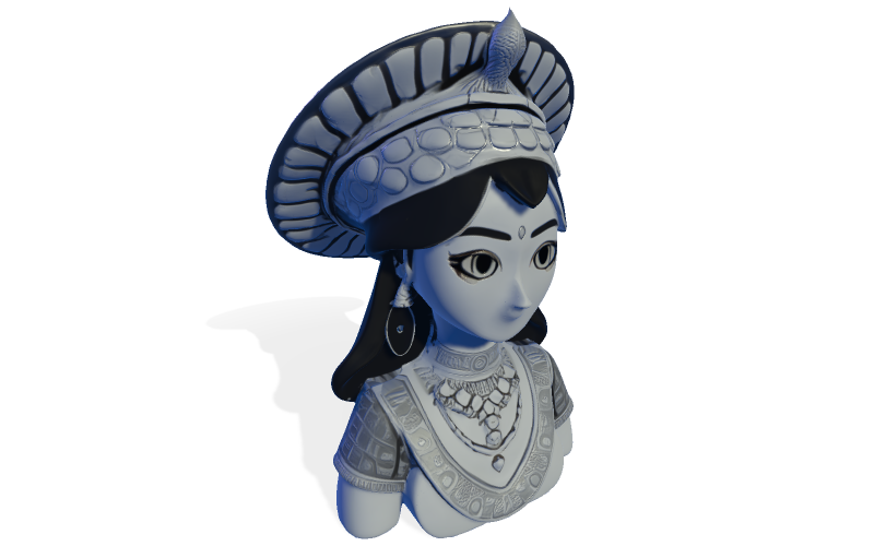 Regal Tribal Prenses Büstü 3D Modeli