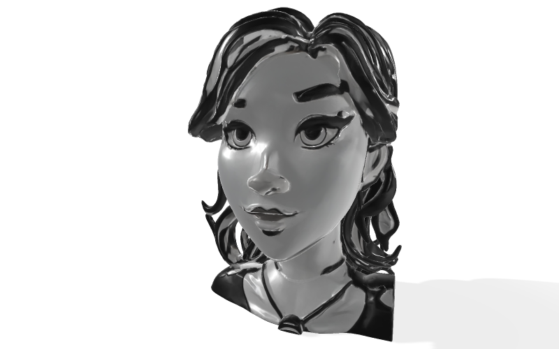 Stylizowany popiersie kobiety - metalowa rzeźba 3D Model