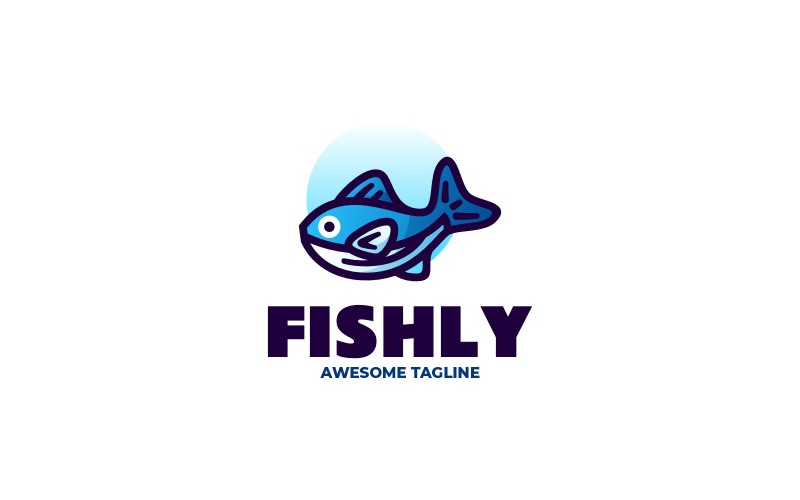 Fishly 简单吉祥物标志 3