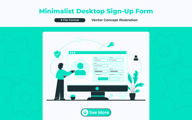 Illustration du concept d'inscription minimaliste sur un ordinateur de bureau