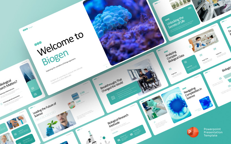 Plantilla de presentación de PowerPoint sobre investigación biológica