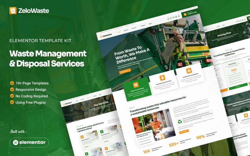 ZeloWaste – Послуги з управління та утилізації відходів Elementor Template Kit