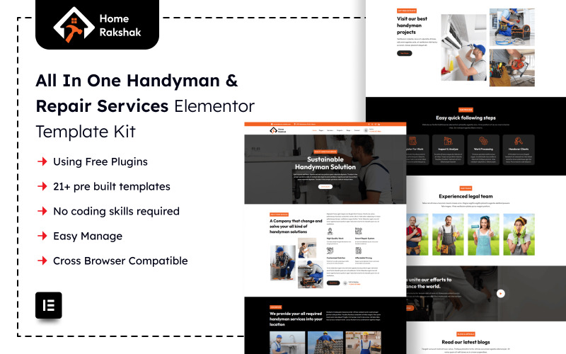 Zestaw szablonów Elementor All In One Handyman & Repair Services - Home Rakshak