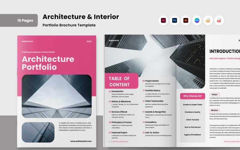 Folleto de portafolio de arquitectura elegante