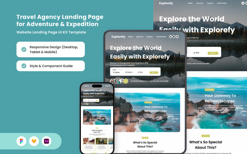Explorefy – strona docelowa poświęcona podróżom i przygodom