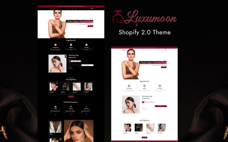 Luxumoon – 适用于珠宝和时尚配饰的高级 Shopify 2.0 主题