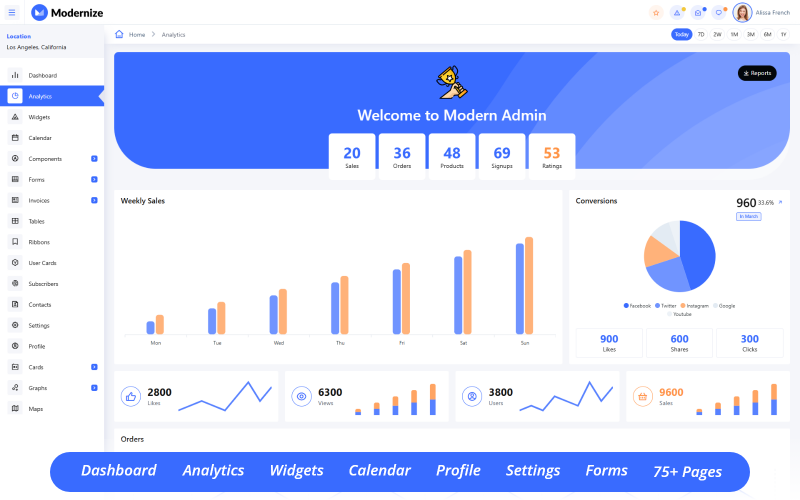 Modernize - Modello di dashboard di amministrazione Bootstrap 5