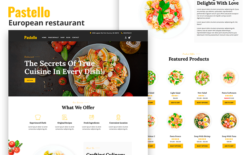 Pastello - Avrupa Restoranı Woocommerce Teması