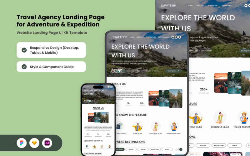 SwiftTrip – Pagina di destinazione per viaggi avventurosi per spedizioni
