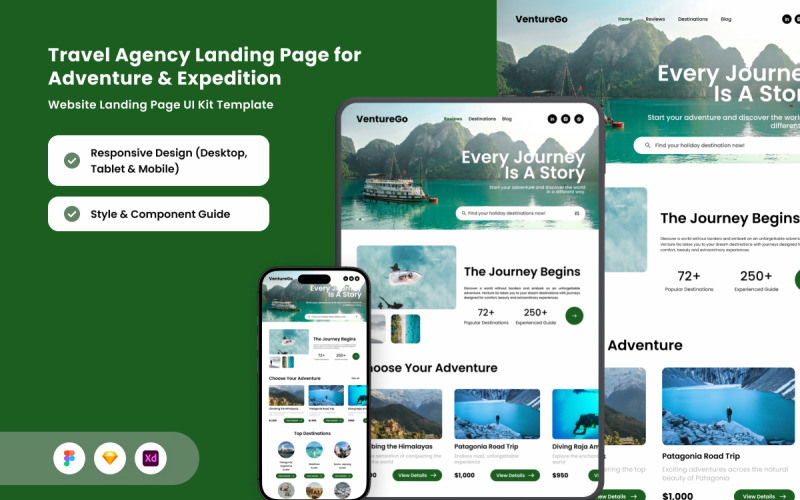 VentureGo - Ultimate Travel Landing Page för äventyr
