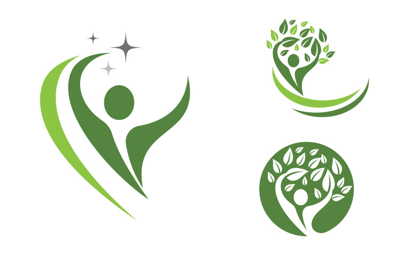 Illustration de signe de logo de caractère humain de vie saine v.86