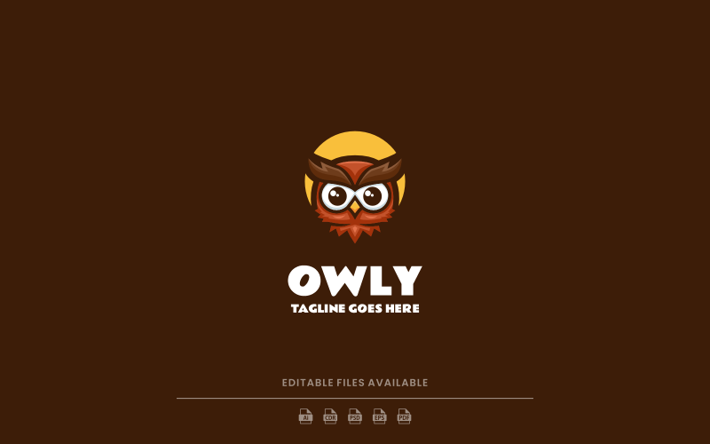 Owly enkel maskot logotyp mall