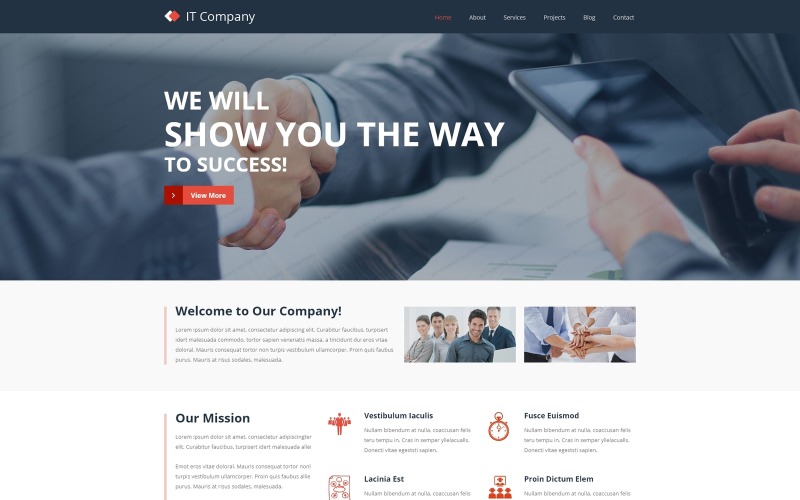 Modelo de site responsivo de TI