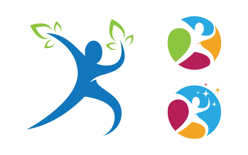 Gezond leven Menselijk karakter logo teken illustratie v.125