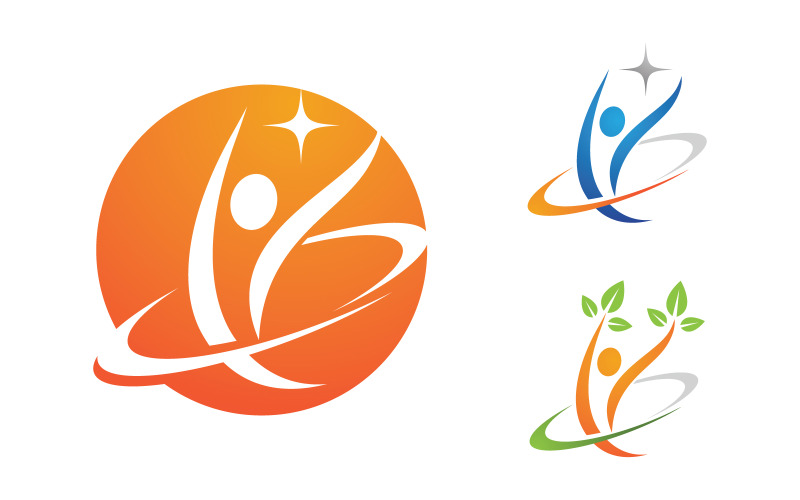Illustration de signe de logo de caractère humain de vie saine v.122