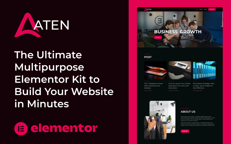 Aten – 终极多功能 Elementor 套件，可在几分钟内构建您的响应式网站