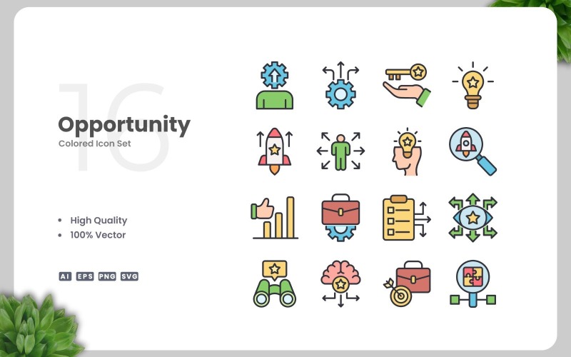 16 set di icone colorate di opportunità
