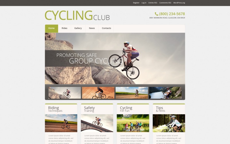 Cyklistické responzivní téma WordPress