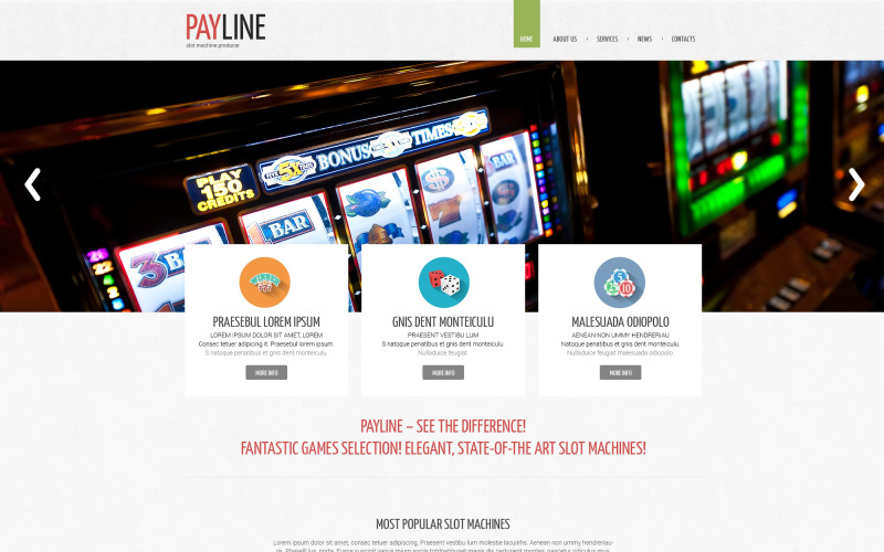 Modèle de site Web réactif pour machines à sous