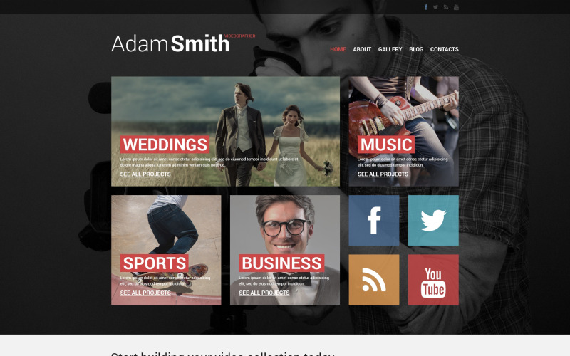 Modello di sito Web reattivo per videografo