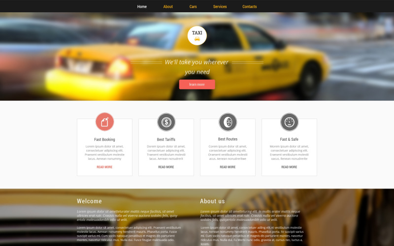 Modelo de site responsivo para táxi