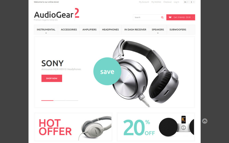 Musik spielen Gear Magento Theme