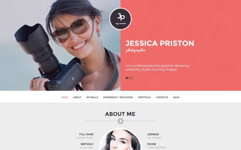 фотограф cv wordpress тема