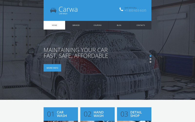 Responsieve websitesjabloon voor autowas