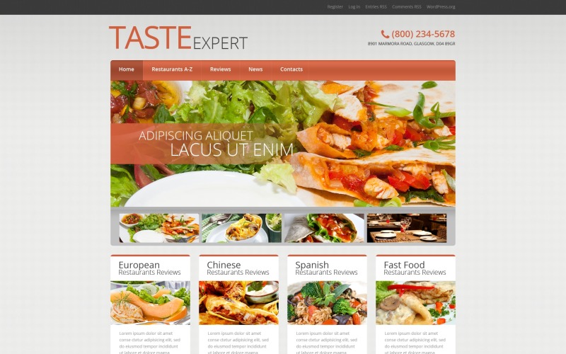Responsive WordPress-thema van Europees restaurant