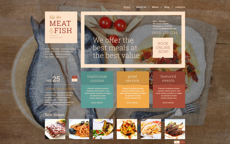 肉鱼餐厅WordPress主题