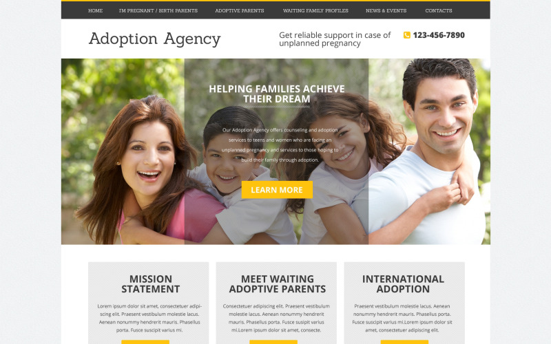 Szablon Drupal agencji adopcyjnej