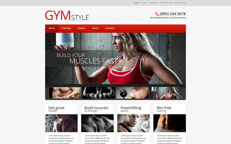 Tema WordPress responsivo para musculação