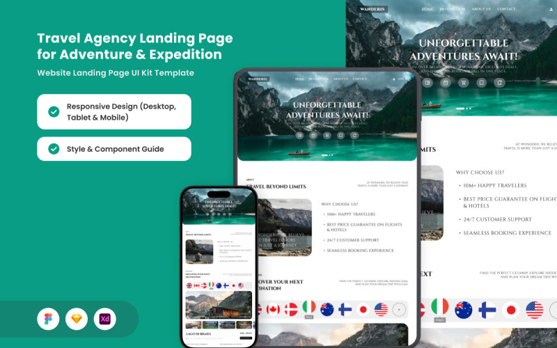 Wanderis - 旅行和探险登陆页面